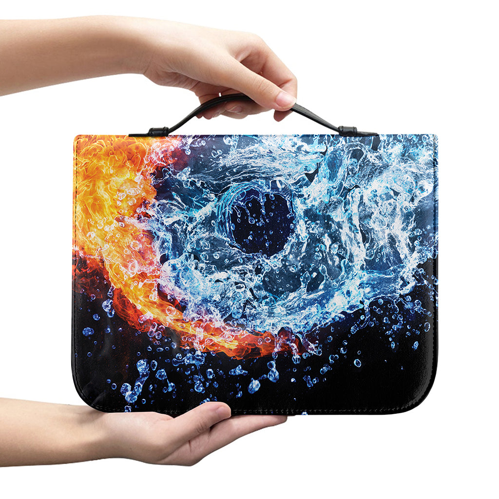 Fire And Water Yin Yang Print Leather Bible Cover