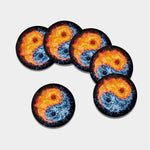 Fire And Water Yin Yang Print Leather Coaster Set