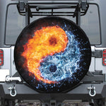 Fire And Water Yin Yang Print Leather Spare Tire Cover