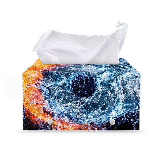Fire And Water Yin Yang Print Leather Tissue Box Cover
