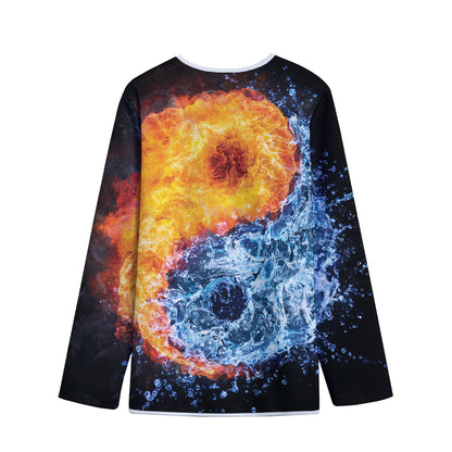 Fire And Water Yin Yang Print Long Sleeve Short Coat