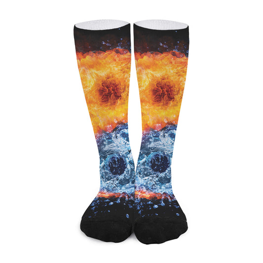 Fire And Water Yin Yang Print Long Socks