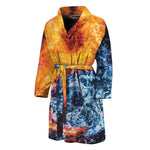 Fire And Water Yin Yang Print Men's Bathrobe