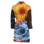 Fire And Water Yin Yang Print Men's Bathrobe
