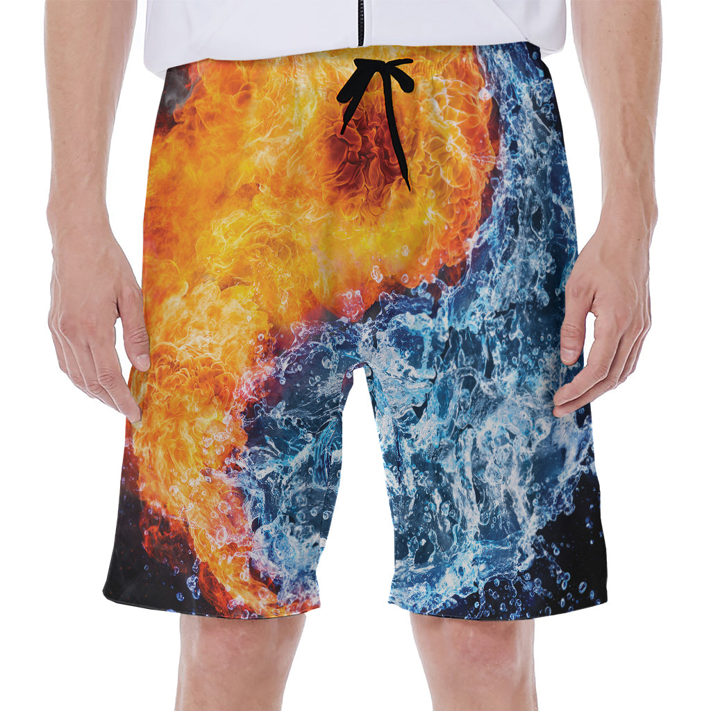 Fire And Water Yin Yang Print Men's Beach Shorts