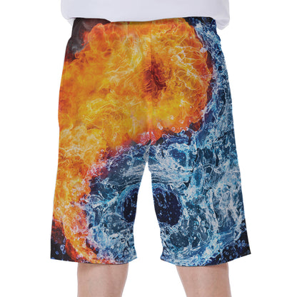 Fire And Water Yin Yang Print Men's Beach Shorts