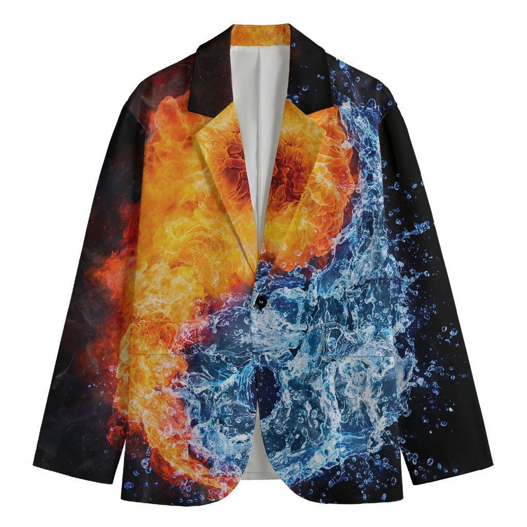 Fire And Water Yin Yang Print Men's Blazer