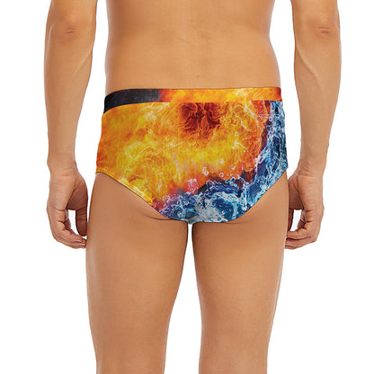 Fire And Water Yin Yang Print Men's Briefs