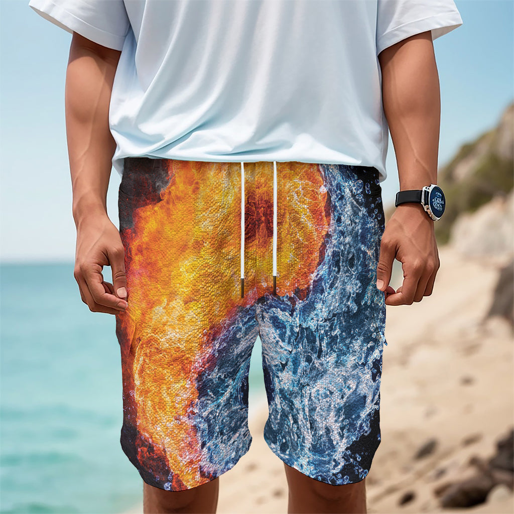 Fire And Water Yin Yang Print Men's Cargo Shorts