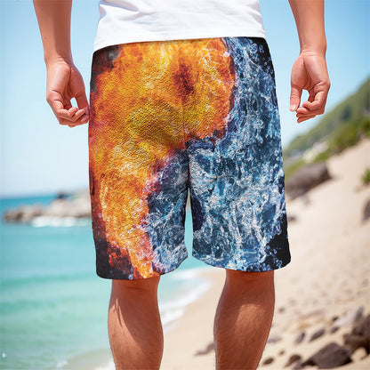 Fire And Water Yin Yang Print Men's Cargo Shorts
