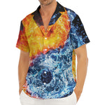 Fire And Water Yin Yang Print Men's Deep V-Neck Shirt