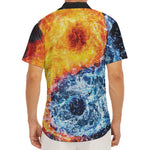Fire And Water Yin Yang Print Men's Deep V-Neck Shirt