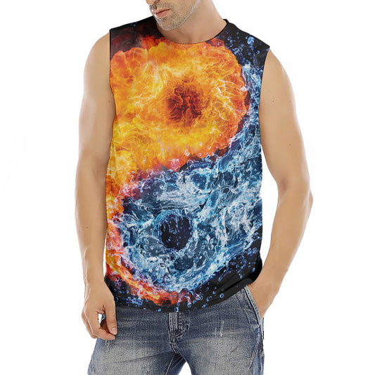 Fire And Water Yin Yang Print Men's Fitness Tank Top