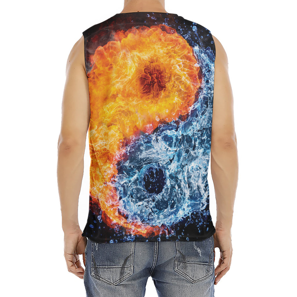 Fire And Water Yin Yang Print Men's Fitness Tank Top