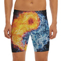Fire And Water Yin Yang Print Men's Long Boxer Briefs