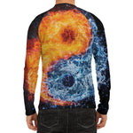 Fire And Water Yin Yang Print Men's Long Sleeve Rash Guard