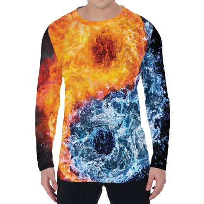 Fire And Water Yin Yang Print Men's Long Sleeve T-Shirt