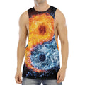 Fire And Water Yin Yang Print Men's Muscle Tank Top