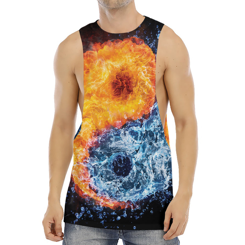 Fire And Water Yin Yang Print Men's Muscle Tank Top