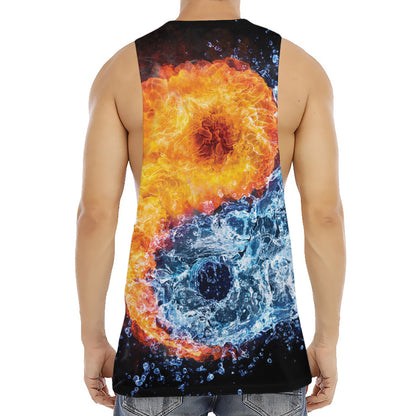 Fire And Water Yin Yang Print Men's Muscle Tank Top
