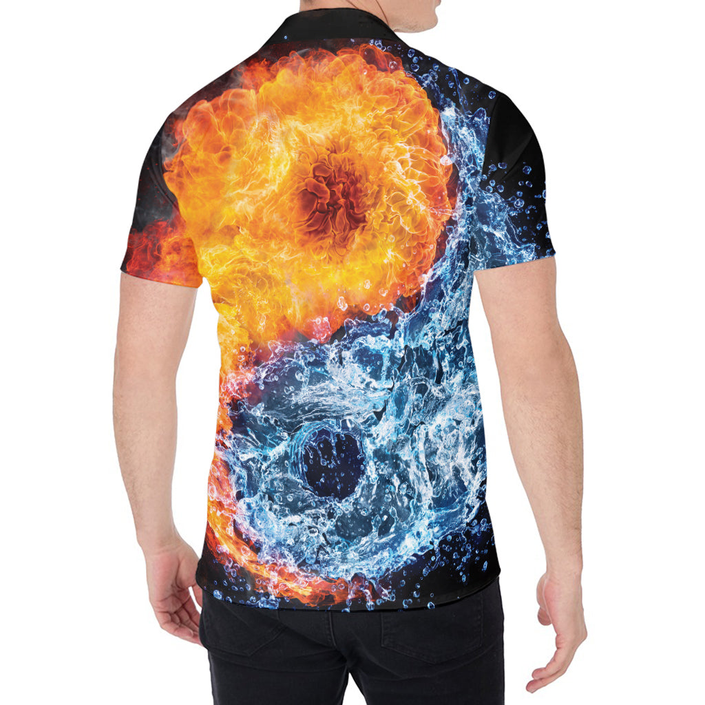 Fire And Water Yin Yang Print Men's Shirt