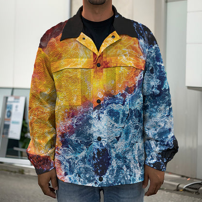 Fire And Water Yin Yang Print Men's Shirt Jacket