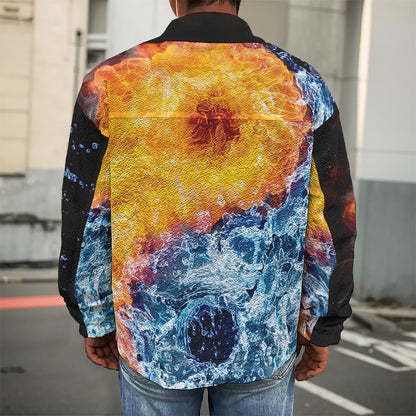 Fire And Water Yin Yang Print Men's Shirt Jacket