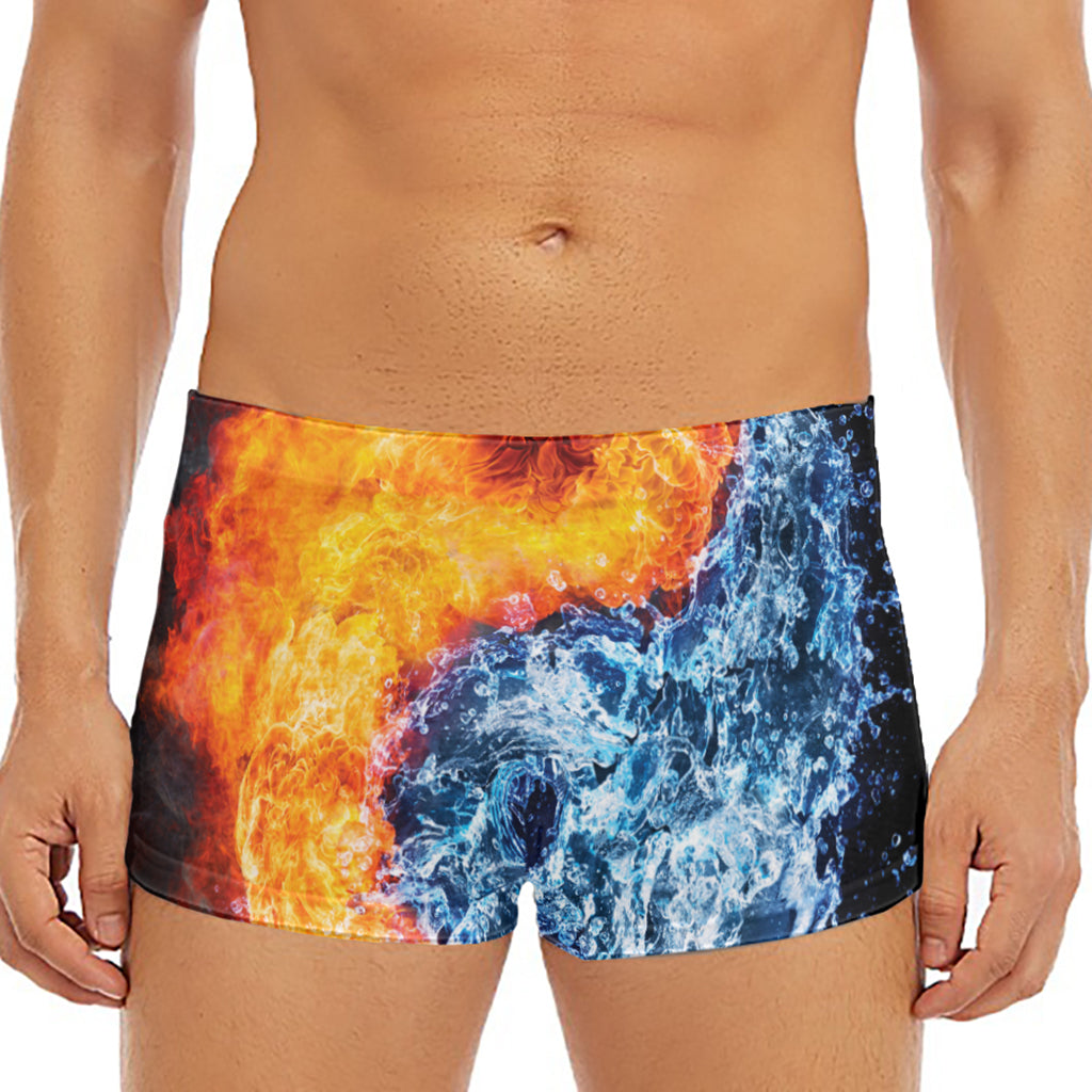 Fire And Water Yin Yang Print Men's Short Boxer Briefs