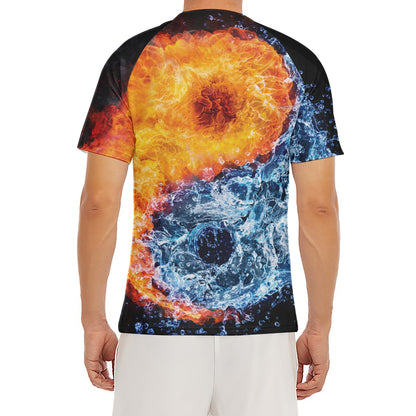 Fire And Water Yin Yang Print Men's Short Sleeve Rash Guard