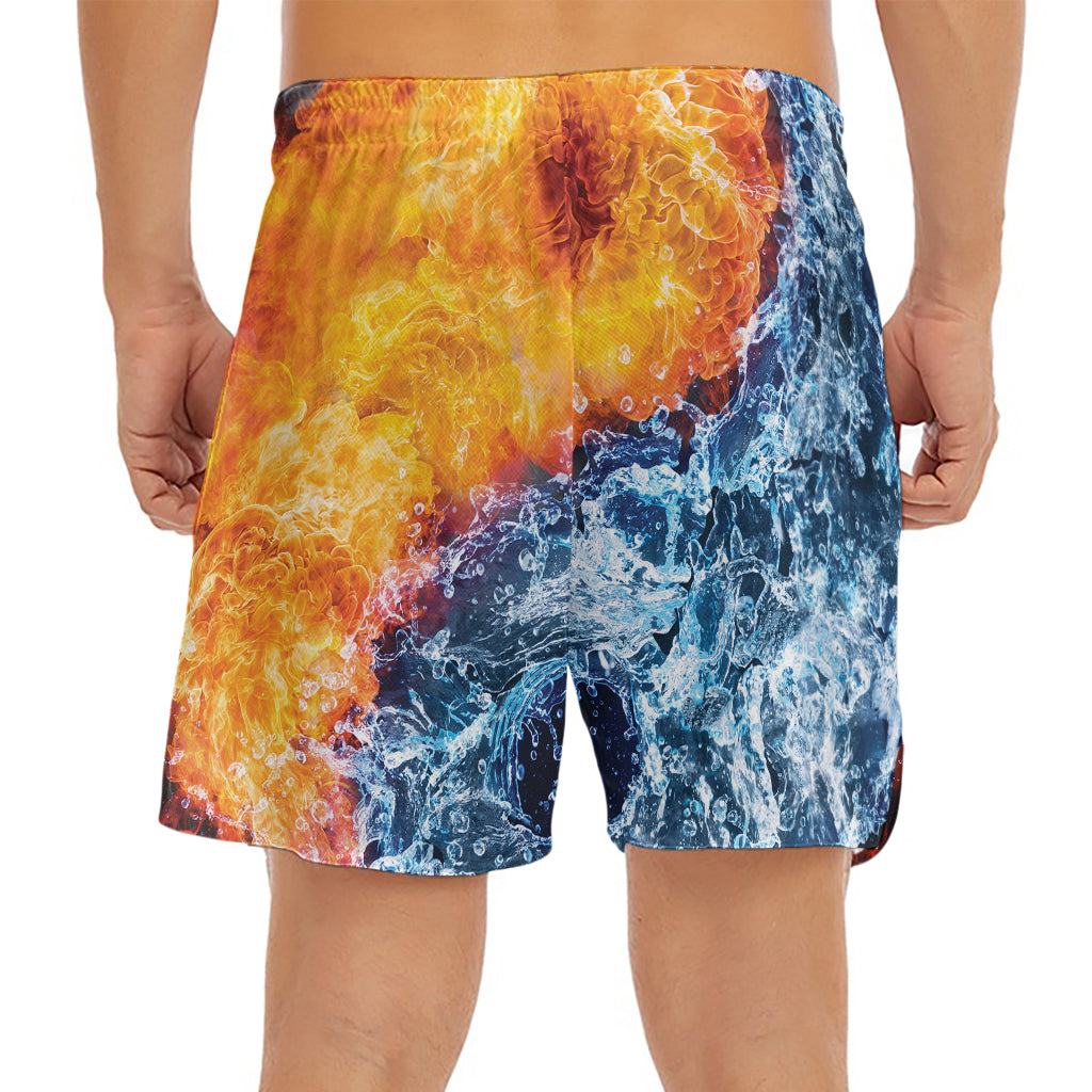Fire And Water Yin Yang Print Men's Split Running Shorts