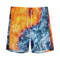 Fire And Water Yin Yang Print Men's Athletic Shorts
