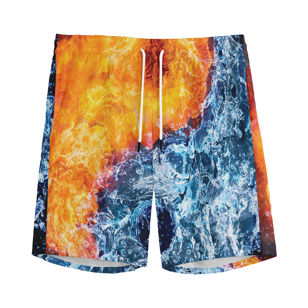 Fire And Water Yin Yang Print Men's Sports Shorts