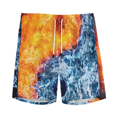 Fire And Water Yin Yang Print Men's Sports Shorts