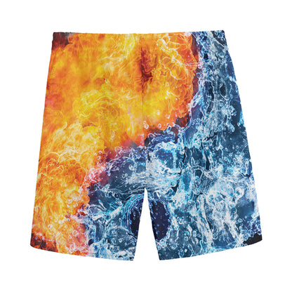 Fire And Water Yin Yang Print Men's Sports Shorts