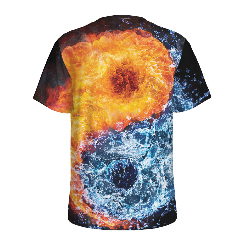 Fire And Water Yin Yang Print Men's Sports T-Shirt