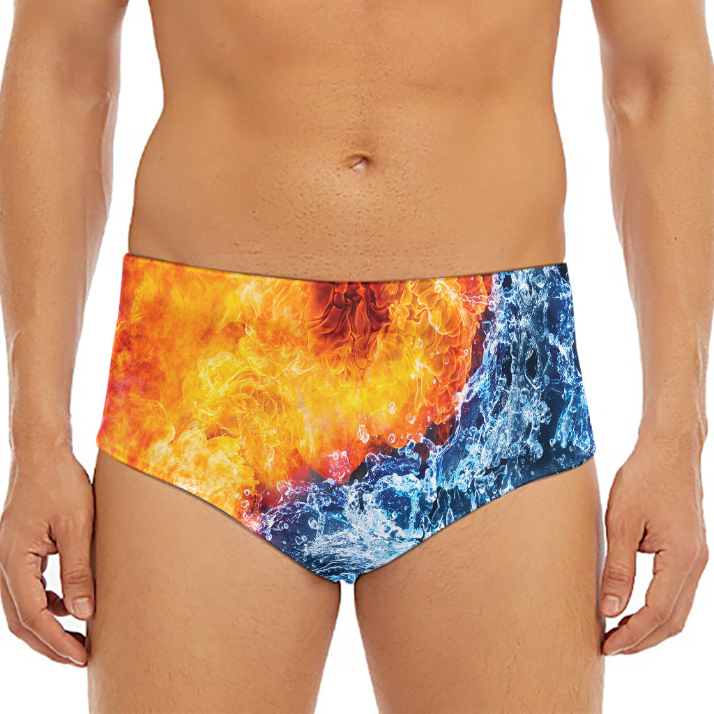 Fire And Water Yin Yang Print Men's Triangle Swim Briefs