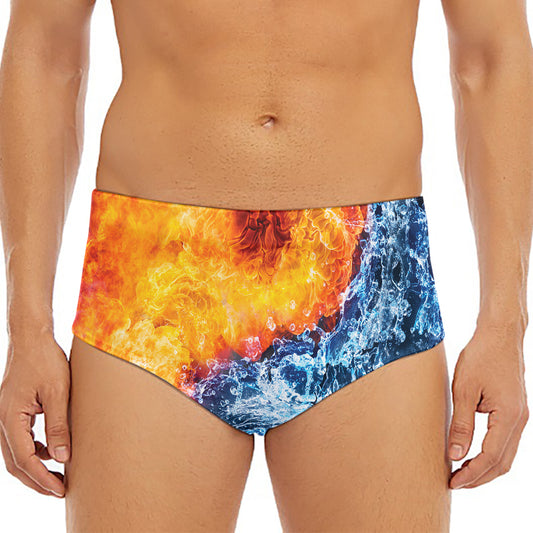Fire And Water Yin Yang Print Men's Triangle Swim Briefs