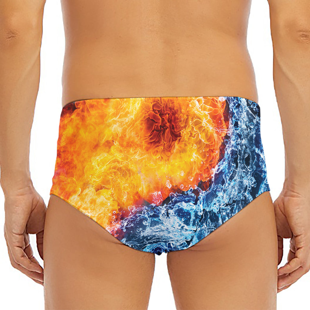 Fire And Water Yin Yang Print Men's Triangle Swim Briefs