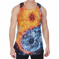 Fire And Water Yin Yang Print Men's Velvet Tank Top