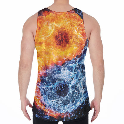 Fire And Water Yin Yang Print Men's Velvet Tank Top