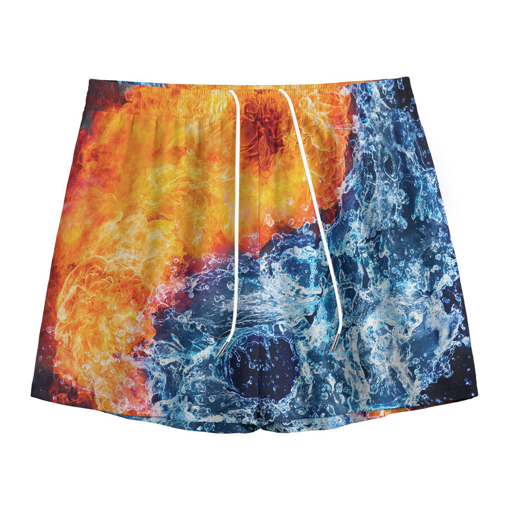 Fire And Water Yin Yang Print Mesh Shorts