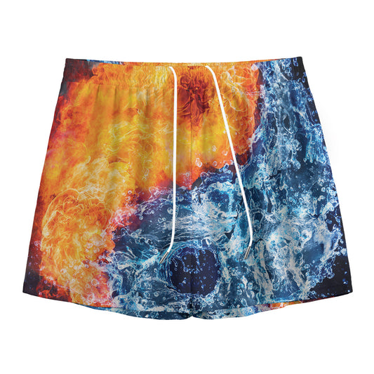 Fire And Water Yin Yang Print Mesh Shorts