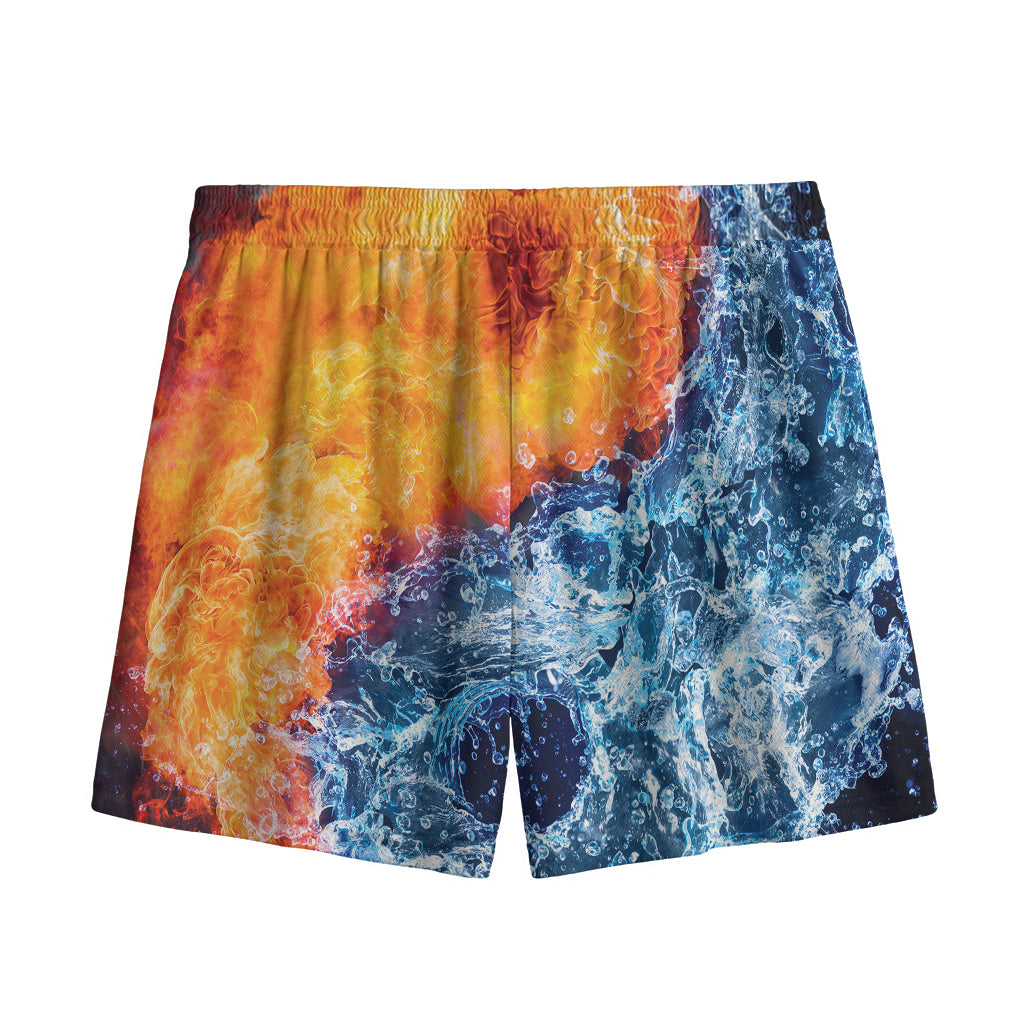 Fire And Water Yin Yang Print Mesh Shorts