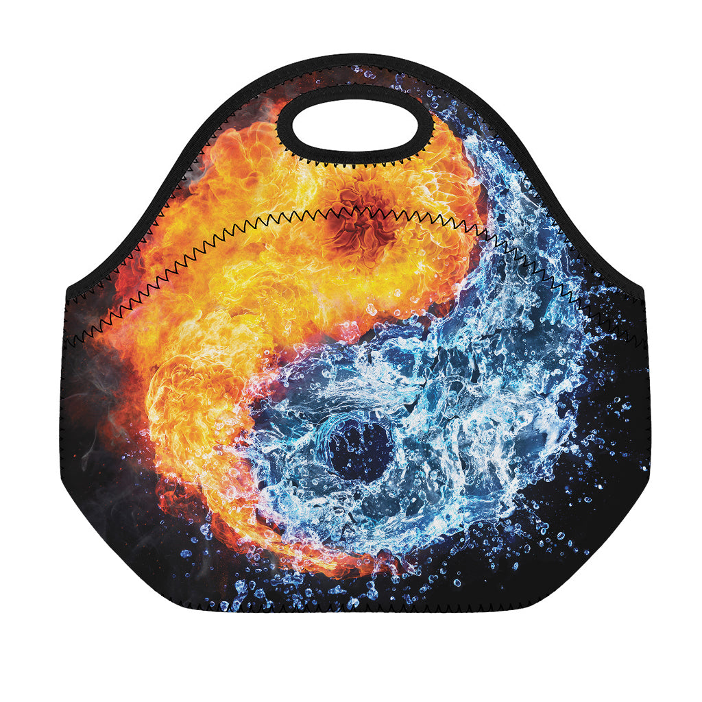 Fire And Water Yin Yang Print Neoprene Lunch Bag