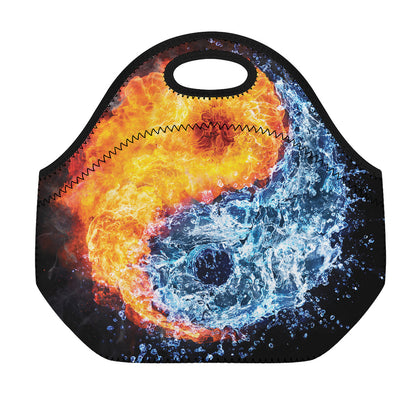 Fire And Water Yin Yang Print Neoprene Lunch Bag