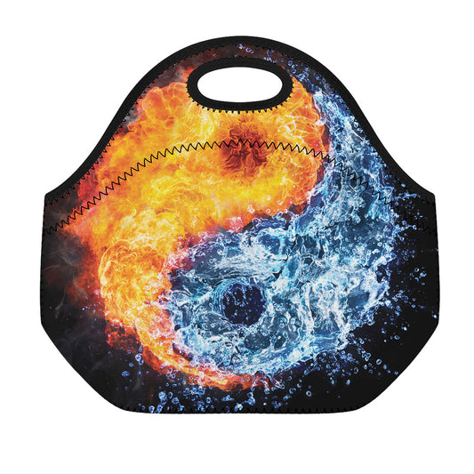 Fire And Water Yin Yang Print Neoprene Lunch Bag