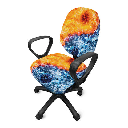 Fire And Water Yin Yang Print Office Chair Cover