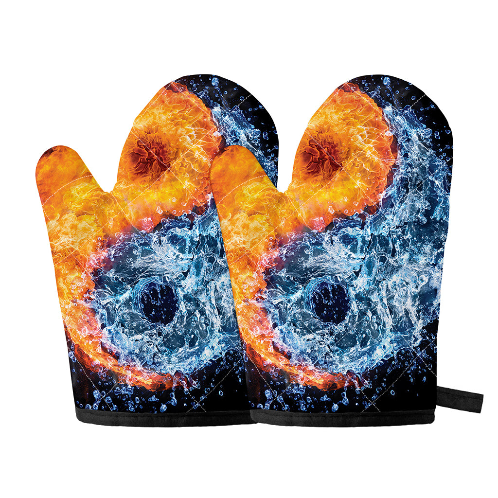 Fire And Water Yin Yang Print Oven Mitts