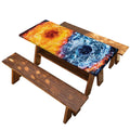 Fire And Water Yin Yang Print Picnic Table Cover