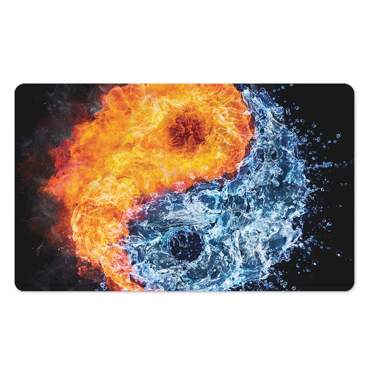 Fire And Water Yin Yang Print Polyester Doormat